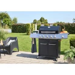 Rothmann Gasgrillwagen Daytona 5 Plusschwarz mit Edelstahlapplikationen