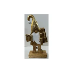Santa mit Geschenken 33 cm natur/gold