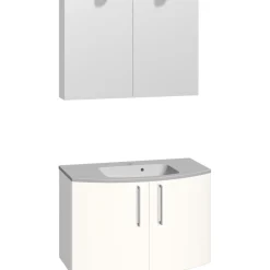 Badmöbelset Modern und 90 cm weiß/weiß hochglänzend^Scanbad Hot