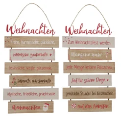 Schild Nollaig sortiert Rechteck 0,5 x 24 x 48 cm natur rot Metall Textil Holz^ Discount