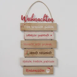 Schild Nollaig sortiert Rechteck 0,5 x 24 x 48 cm natur rot Metall Textil Holz^ Discount