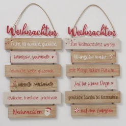 Schild Nollaig sortiert Rechteck 0,5 x 24 x 48 cm natur rot Metall Textil Holz^ Discount