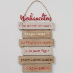 Schild Nollaig sortiert Rechteck 0,5 x 24 x 48 cm natur rot Metall Textil Holz^ Discount