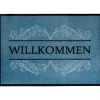 Schmutzfangmatte Willkommen 39 x 58 cm blau^ Hot
