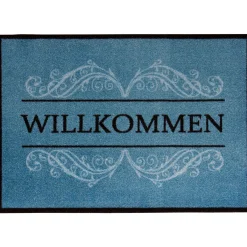 Schmutzfangmatte Willkommen 39 x 58 cm blau^ Hot