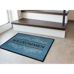 Schmutzfangmatte Willkommen 39 x 58 cm blau^ Hot