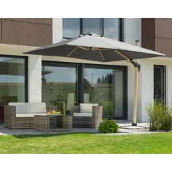Sonnenschirm Rhodos Twist Woody 300 x 300 cm anthrazit^Schneider Schirme Outlet