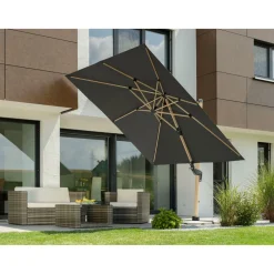 Sonnenschirm Rhodos Twist Woody 300 x 300 cm anthrazit^Schneider Schirme Outlet