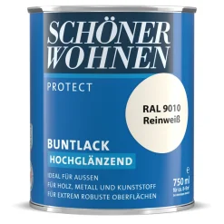 Buntlack Protect Reinweiß hochglänzend 750 ml*Schöner Wohnen Farbe Outlet