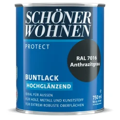 Buntlack Protect anthrazitgrau hochglänzend 750 ml*Schöner Wohnen Farbe Sale