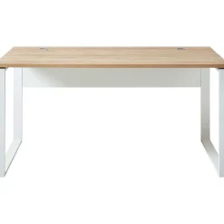 Schreibtisch Lionel mit Metallkufen 158 x 75 x 79 cm weiß/Navarra-Eiche-Nachbildung