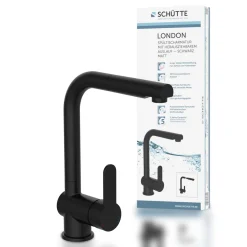 Schütte Spültischarmatur „London“ schwarz mit Geschirrbrause