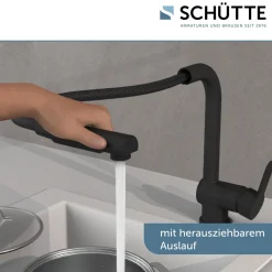 Schütte Spültischarmatur „London“ schwarz mit Geschirrbrause