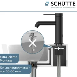 Waschtischarmatur „Los Angeles“ schwarz-matt Eco-Click-Funktion*Schütte Clearance