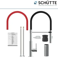 Küchenarmatur mit ausziehbarer Brause 79180 Stilo chrom schwarz^Schütte