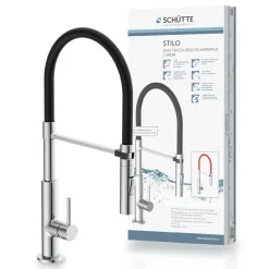 Küchenarmatur mit ausziehbarer Brause 79180 Stilo chrom schwarz^Schütte