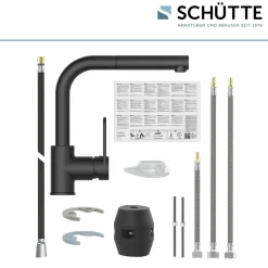 Schütte Spülarmatur Design Ring schwarz matt mit herausziehbarer Geschirrbrause