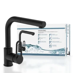 Schütte Spülarmatur Design Ring schwarz matt mit herausziehbarer Geschirrbrause