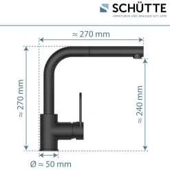 Schütte Spülarmatur Design Ring schwarz matt mit herausziehbarer Geschirrbrause