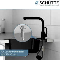 Schütte Spülarmatur Design Ring schwarz matt mit herausziehbarer Geschirrbrause