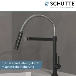 Schütte Spültischarmatur Miami schwarz matt Hochdruck ausziehbar