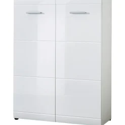 Schuhschrank Adison Fronten in Hochglanz mit Rillenfräsung 90 x 120 x 36 cm weiß