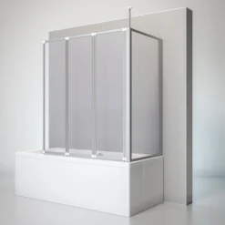 Badewannenfaltwand 3-teilig 1288 x 1400 mm mit Seitenwand und Deckenstütze^Schulte