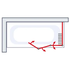 Badewannenfaltwand 3-teilig 1288 x 1400 mm mit Seitenwand und Deckenstütze^Schulte