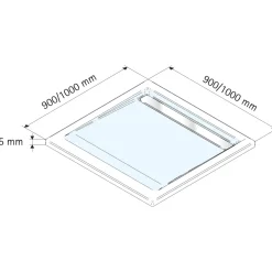 Duschwanne Quadrat extra flach Rinne 900 x 900 mm Chromoptik*Schulte