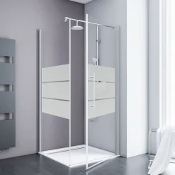 Eckdusche mit Drehtür Alexa Style 2.0 Alu Natur ESG fixil 90 x 90 cm*Schulte Sale