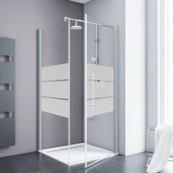 Eckdusche mit Drehtür Alexa Style 2.0 Alu Natur ESG chromfarben 90 x 90 cm*Schulte Sale