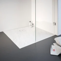 Schulte Eck-Duschwanne Mineralguss Quadrat 90 x 4 x 90 cm Steinstruktur alpinweiß