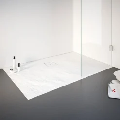 Eck-Duschwanne Rechteck Steinstruktur 140 x 4 x 90 cm alpinweiß*Schulte Hot