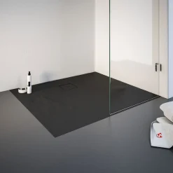 Schulte Eck-Duschwanne Rechteck Steinstruktur 100 x 4 x 90 cm anthrazit