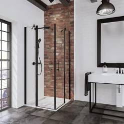 Schulte Eckeinstieg mit Drehtür BlackStyle mattschwarz BxH 100 x 192 cm