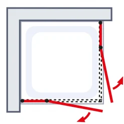 ExpressPlus MasterClass Eckeinsti auf DB 2000 x 800 x 800 chrom klar fixil Rundgriff*Schulte New