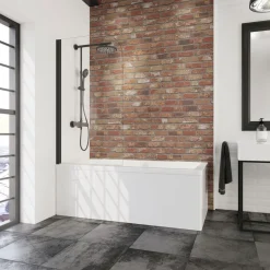 Schulte Komfort Badewannenfaltwand-1 teilig 140 x 80 cm Mattschwarz Klar hell