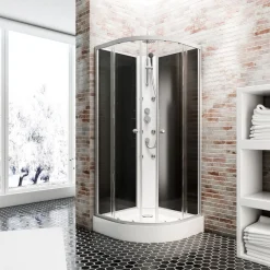 Komplettdusche Rhodos 225 x 85 x 85 cm schwarz^Schulte New