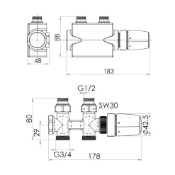 Mittenanschlussgarnitur mit Blende Thermostat-Set weiß*Schulte Best