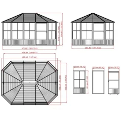 Sojag Pavillon Kaltwintergarten Charleston 1215 383,6x488,6x280,89cm Anthrazit