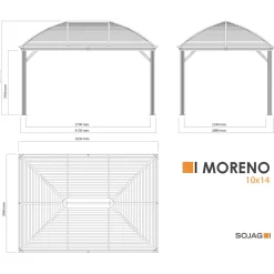 Sojag Pavillon Moreno 1014 inkl. Moskitonetz 298x423x283cm Anthrazit