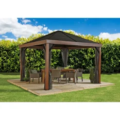 Pavillon Valencia 1212 inkl. Moskitonetz 364,3x364,3x310cm Holzoptik^Sojag New