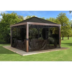 Pavillon Valencia 1212 inkl. Moskitonetz 364,3x364,3x310cm Holzoptik^Sojag New