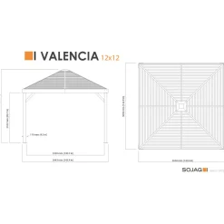 Pavillon Valencia 1212 inkl. Moskitonetz 364,3x364,3x310cm Holzoptik^Sojag New