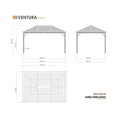 Pavillon Ventura 1014 295,5x423x261cm Basaltgrau*Sojag Online