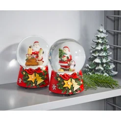 Spieluhr Schneekugel Santa sortiert Poly 14,5 cm
