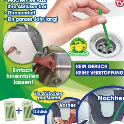 Abflussreiniger Stäbchen Drain Sticks 12 Stück Zitronenduft*Starlyf Hot