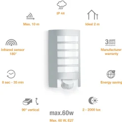 Außenleuchte L 12 S mit Bewegungsmelder Silber*Steinel Online