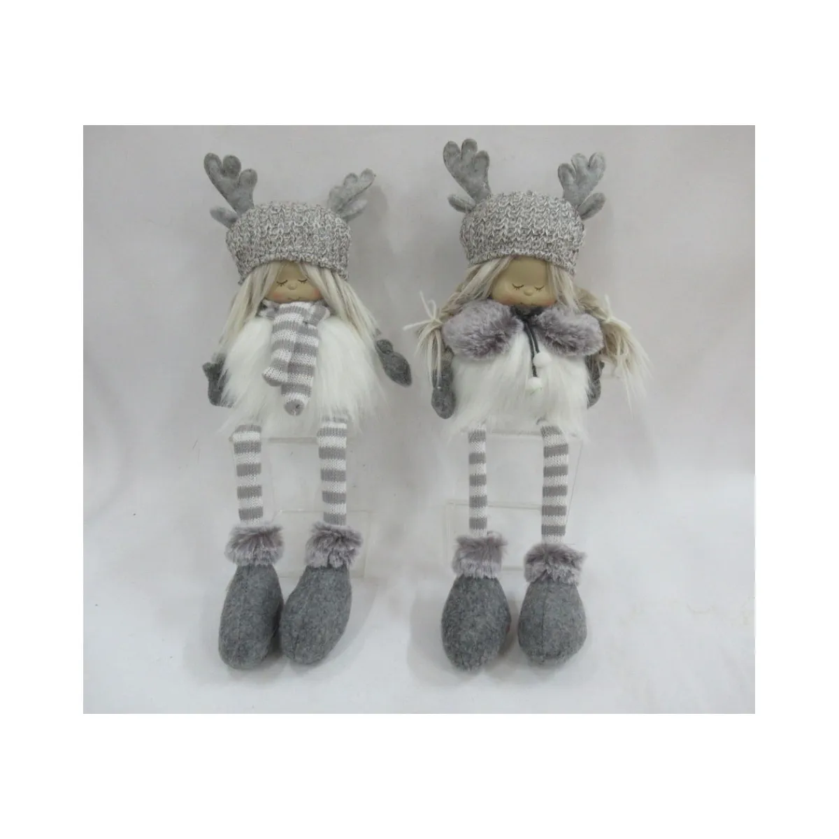 Stoffpuppen Weihnachtkids sitzend sortiert 40 cm grau/weiß* Best