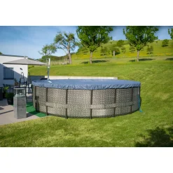 Elite Frame Pool 549x549x132cm Rattan Grau*Summer Waves Sale